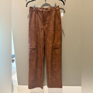 Brown Leather Cargo Pants